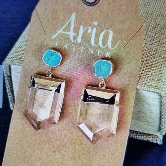 Turquoise & Quartz Point Earrings - Picture 2 of 2